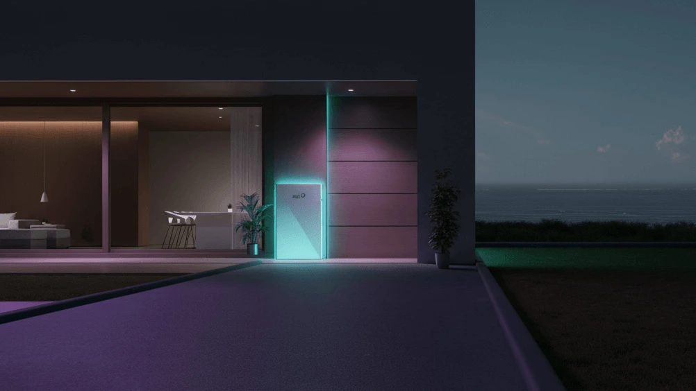 Fox Solar storage outside a modern home by the seaside in Hants